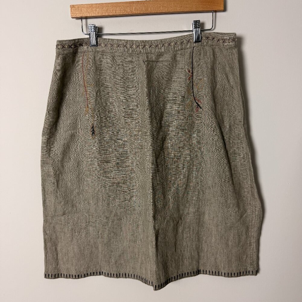 2/$30 J Jill Linen Tan Embroidered Skirt 16P